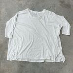 Garnet Hill  Organic Cotton White 3/4 length boxy oversized shirt womens size med Photo 0