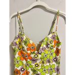 ZARA  Bright 70s Style Retro Floral Mini Dress Women's sz. XS Green Multicolor Photo 3