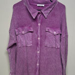 Bucket list Shacket oversized Shirt Jacket Pink Waffled Purple Size M Photo 0