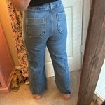 ZARA High Waist Cropped Flare Jeans Gold Button Details Photo 8