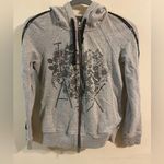 Armani Exchange Womens “I Heart AX” Embellished Gray Hoodie Sweatshirt Sz Medium Photo 0