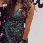 Princess Polly  green polka dot satin wrap dress Photo 0