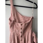 Free People At Leisure Midi Dress Wrap One Shoulder Linen Cotton Pink Sz Small Photo 5
