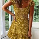 Temu Yellow Floral Dress. Size Photo 0