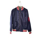 CHRLDR 100% Satin Bomber Jacket with Embroidered Chinese Dragon Blue Size M Photo 10