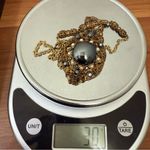 Vintage West Germany Signed Hematite Gold Filigree Necklace & Clip Earrings Set Black Photo 11