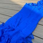 Jovani Royal Blue Floral Flutter Drop Waist Maxi One Shoulder Dress Size 4 Photo 6