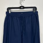 J.Crew NEW Linen Blend Slim Wide Leg Drawstring Pant Pockets Relaxed Navy US 6 Photo 5