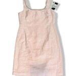 Karl Lagerfeld NWT  Blush Pink Tweed Textured Mini Dress Silver Chain Trim New Photo 2