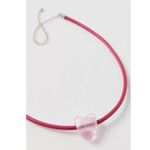 Free People Under the Sea Collar Pink NWT Choker Glass Heart Pendant Bohemian Photo 6