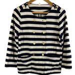 J.Crew Merriweather Blue & White Gold Button Striped Lady Jacket Size Medium Photo 0