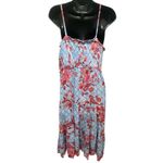 Knox Rose Blue Red Floral Paisley Smocked Ruffle Sleeveless Tie Maxi Dress XL Photo 3