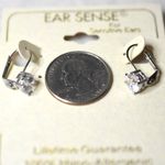 NWT Ear Sense Faux Diamond Crystal French Clip Silver Tone Glam Party Earrings Photo 3