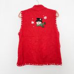 Designer Originals Studio Joy Christmas‎ Snowman Vest Red Holiday Sleeveless Size L Photo 5