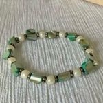 Green Blue Abalone Pearl Bracelet Vintage “Amphitrite” Stretch Beachy Bohemian Photo 4