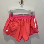 Lululemon Womens Drawstring Flat Front Running Athletic Shorts Coral Pink Size 6 Photo 4