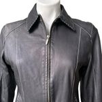 CAbi Black Leather Jacket With Contrast Top Stitching (runs very small) Photo 8