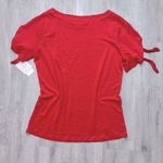 Charter Club  Luxury Women's NWT Holiday Red 100% Linen Short Sleeve Top M Photo 4