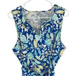 Croft & Barrow  Womens Floral Split‎ Neck Sleeveless Dress Blue Size Large NWT Photo 1