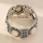 Bohemian Retro Style Silver Color Elastic Women's Turquoise Bracelet Bangle Jewelry Gift Faux Fashion Jewelry Photo 4