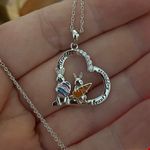 Bunny, Strength, Beauty, Happiness Heart CZ Necklace Orange Photo 2