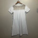 See By Chloe  Short-Sleeve Textured Fringe Floral Jersey Shift Dress Cloud Dancer Photo 7