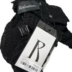 Realisation Par RÉALISATION Chloé Long Sleeve Shirred Silk Top, Black, XS Photo 5