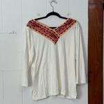 Chico's Chico’s Touch of Cool Scarf Tee‎ Orange White Floral Size Large Photo 4