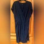 Madewell  Navy Blue V-Neck Wrap-Front Mini Dress‎ in Brushstroke Diamond Sz Large Photo 4