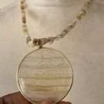 Vintage 1980's Sun Cord Pendant Necklace Honey Quartz Stone Natural Laid Back Photo 5