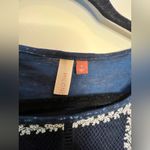 Pilcro Anthropologie  Orchid Embroidered Top Small Navy Blue Photo 4