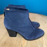 Aquatalia  Italy Faris Perforated Blue Suede Zip Heeled Ankle Booties Size 8 Photo 1