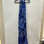 Bella Dahl Blue Palm Leaf Print Halter JumpsuitTropical Summer Beach Vacation L Photo 5