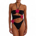 SAME Rose Cut Out One Piece Size Small Black Photo 1