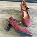 Clarks RARE  Collection Burgundy Suede‎ Leather Mary Jane Block Heel Shoes Size 8 Photo 0
