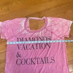 Chaser Distressed pink white ombre short sleeve t-shirt top black glitter Sz M Photo 2
