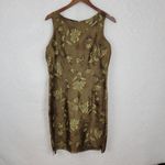 Liz Claiborne VTG‎  Silk Dress Womens 12 Brown Sequin Beaded Floral Fairy Sheath Photo 15