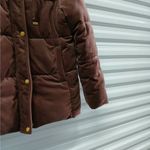 Isaac Mizrahi NY Women's Velvet Puffer Coat Size Small Brown Cozy Winter Jacket Photo 5