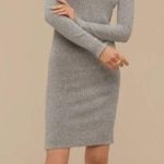 Wilfred  Free Ribbed Mock Neck Long Sleeve Sweater Mini Dress Grey Size XXS Photo 0