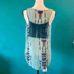 Alt. B sheer tank top with cute fringe detail Blue Size M Photo 2