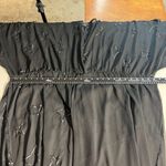 Ulla Popken Dress‎ Womens 28/30 Black Midi Sheer Sequin Star Flyaway 3/4 Sleeve Photo 14