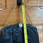 Vintage Evening Bag Admiral Classic Black Satin Silver Rose Hardware Prom PinUp Photo 6