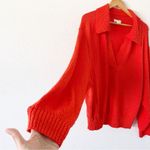 Anthropologie Maeve V-Neck Polo Sweater in Orange Photo 4