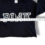 PINK - Victoria's Secret  Woman Black Crop Long Sleeve Tee T-Shirt V-Neck Cutout S Photo 6