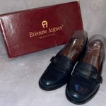 Etienne Aigner Vintage NWT IN BOX Women’s Size 8 Carver Navy Buckle Loafers Photo 2