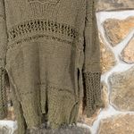 Free People Khaki Green Long Sleeve  Belong to You knit Crochet Top Beach Cover-Up Photo 3