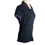 Hot Kiss  Short Sleeve Polo Shirt S Black Blue Embroidered Buttons Collared Photo 6