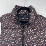 Aeropostale  Remixed Down Floral Crop Puffer Vest Womens Large Black Pink Grunge Photo 2