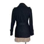 Kenneth Cole Black Double Breasted Peacoat Wool Blend Belted Size 10 Photo 1