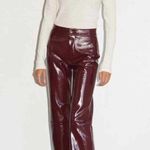 LNA Faux Leather Patent Crinkle Pants Size Large Wine Photo 2